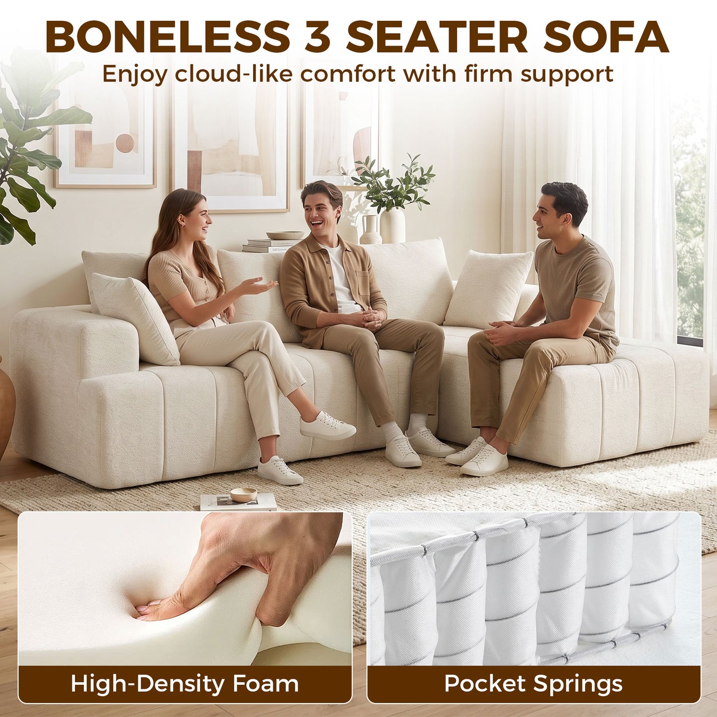 Sofa sectionnel modulaire en chenille avec méridienne — 3 places