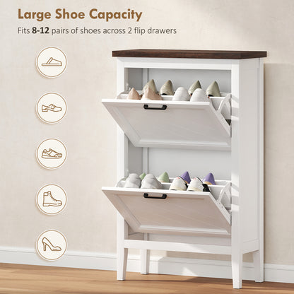 Armoire à chaussures 2 tiroirs à abattant