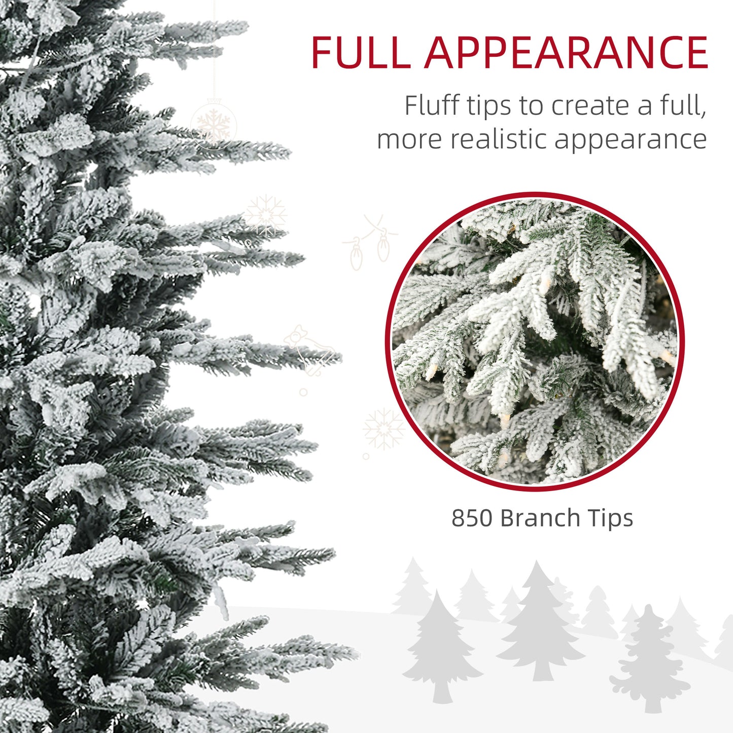 Sapin de Noël artificiel enneigé avec lumières intégrées 7,5 pi