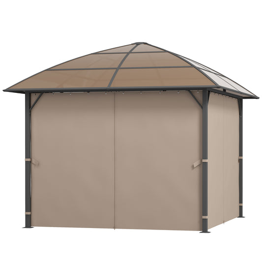 Gazebo toit rigide polycarbonate UV60+ avec rideaux