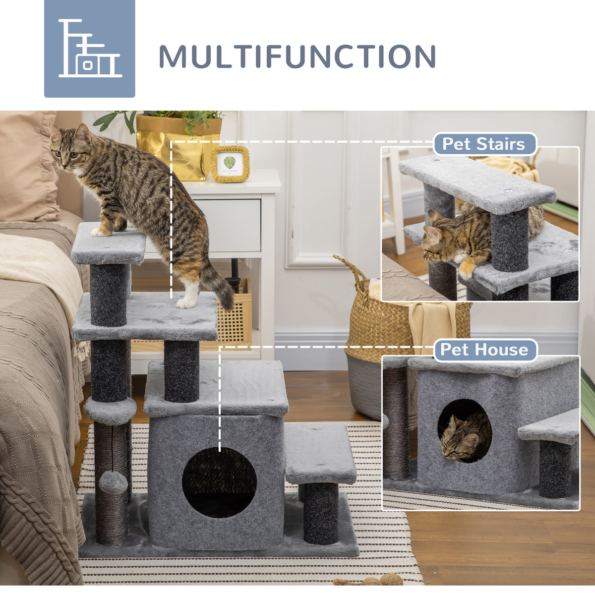 Escaliers pour chat avec griffoir et condo