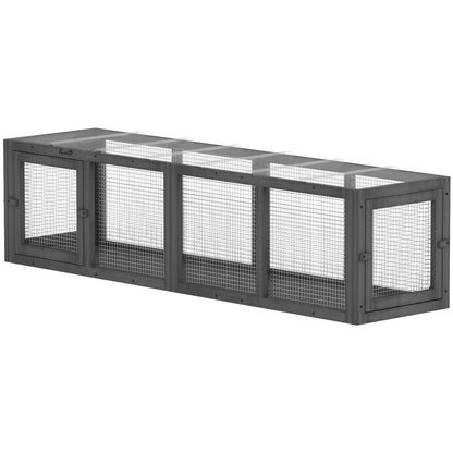 Tunnel pour chat extérieur en bois et grillage modulaire