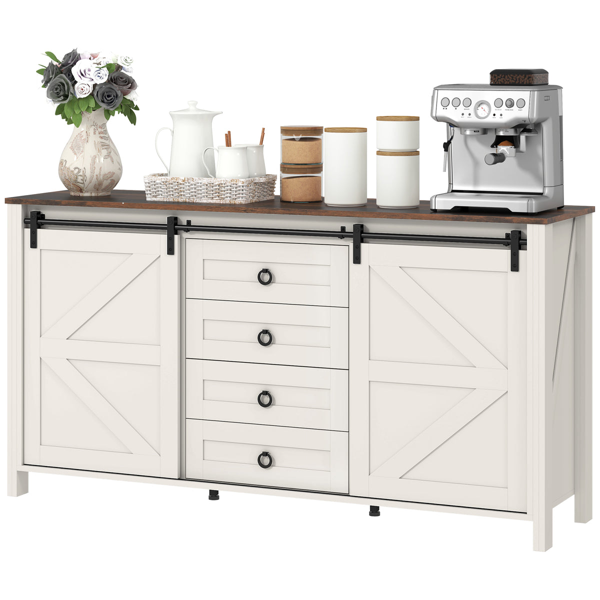 Meuble de buffet style fermette portes coulissantes 152 cm
