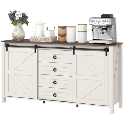 Meuble de buffet style fermette portes coulissantes 152 cm