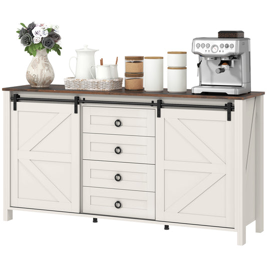 Meuble de buffet style fermette portes coulissantes 152 cm