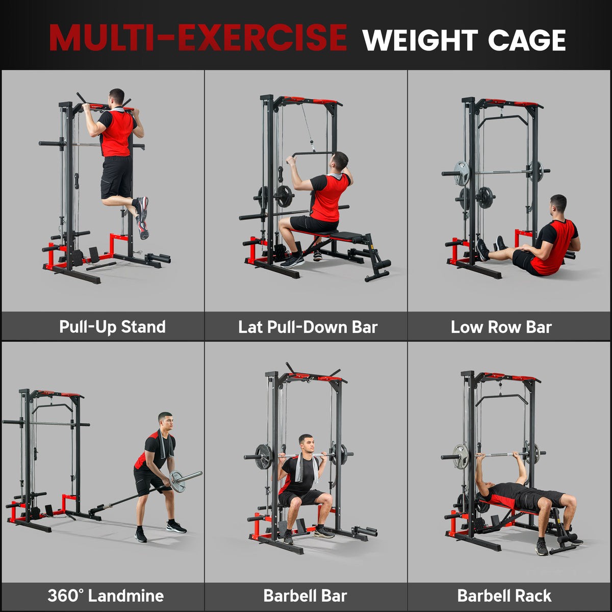 Cage à squat multi-exercices avec barre de traction acier
