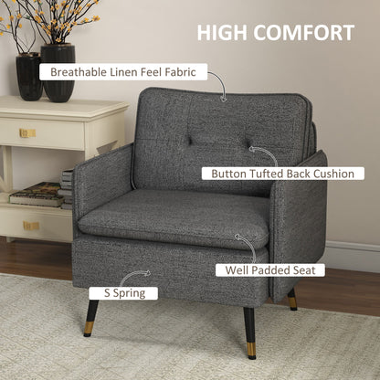 Fauteuil d'accent rembourré dossier capitonné pieds acier