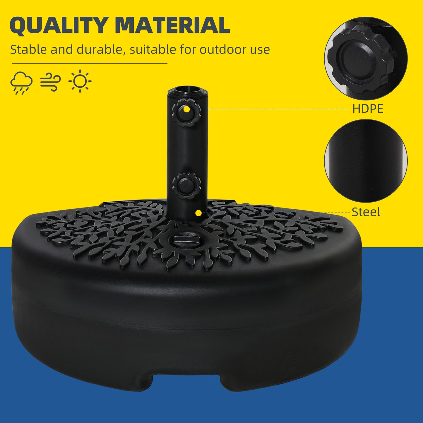 Socle de parasol demi-lune remplissable 18 kg