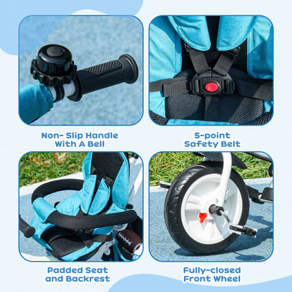Tricycle 6-en-1 pour tout-petits avec panier et harnais