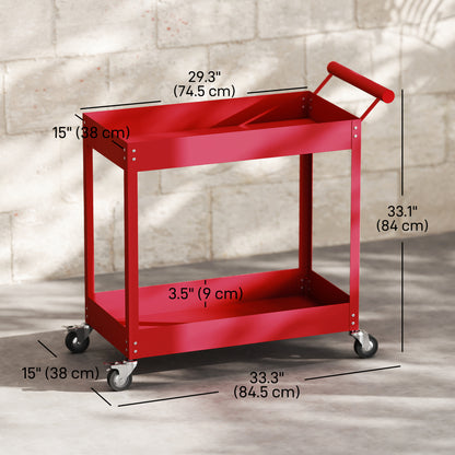 Chariot d'outils roulant de service à 2 tablettes