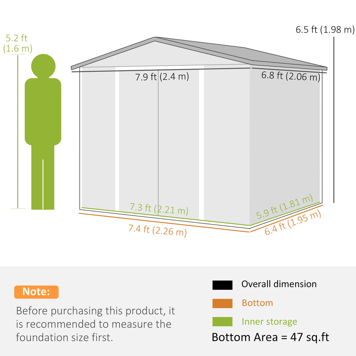 Remise de rangement extérieur 8' x 7' — acier galvanisé