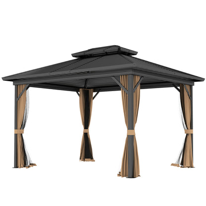 Gazébo toit rigide 3x3,7m double niveau moustiquaire