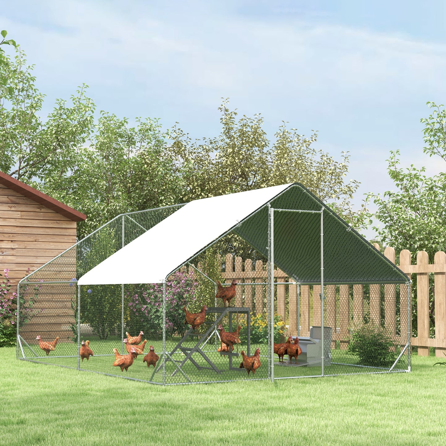Enclos pour poules extérieur avec toit 3,0 x 4,0 x 2,0 m