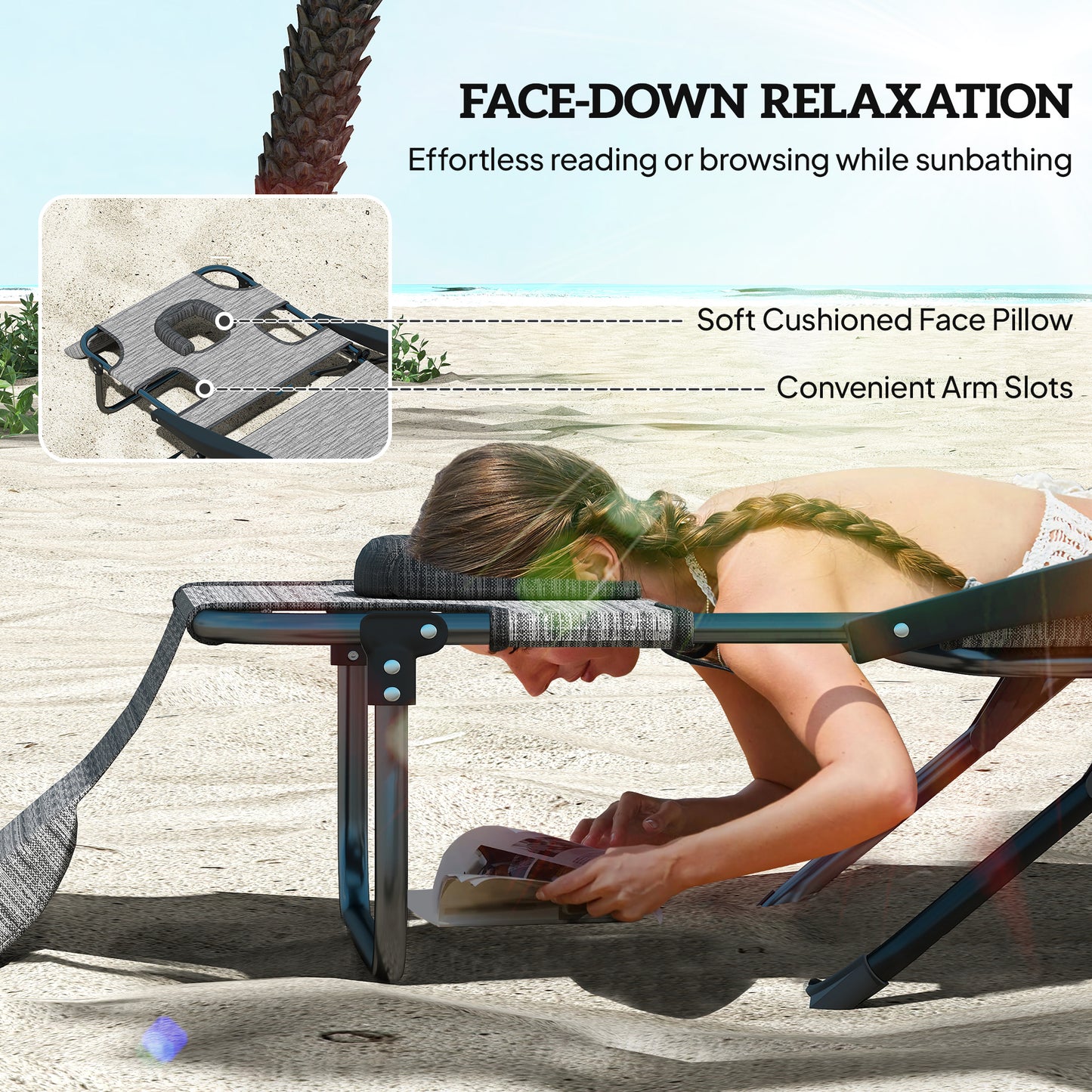 Chaise longue pliante avec dossier inclinable