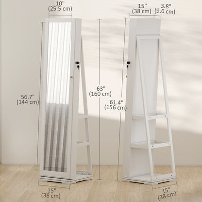 Armoire à bijoux pivotante 360° avec miroir verrouillable
