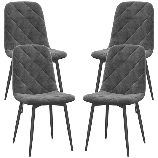 Ensemble 4 Chaises de Salle à Manger Rembourrées Aosom avec Pieds Acier