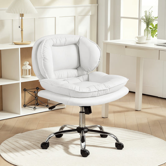 Chaise de bureau pivotante sans accoudoirs en similicuir