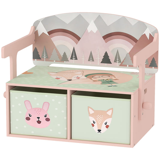 Coffre à jouets convertible 3 en 1 en bois