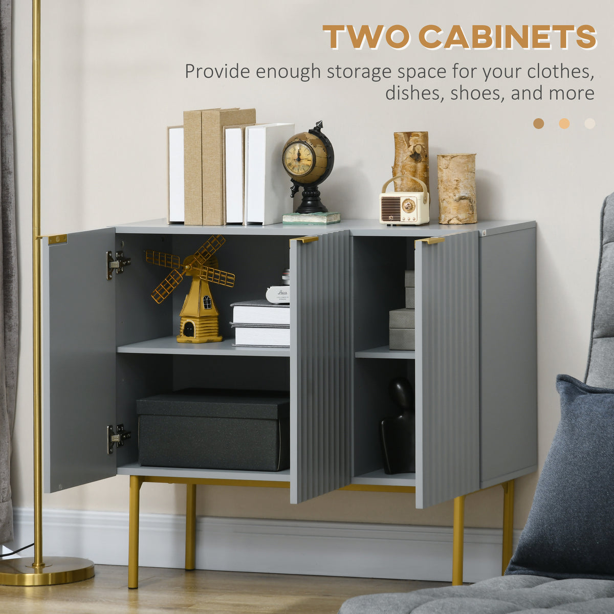 Meuble de rangement moderne avec portes cannelées