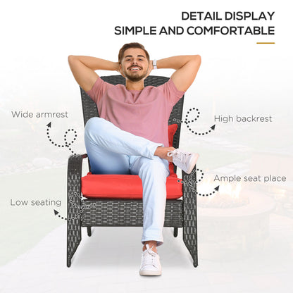 Fauteuil Adirondack rotin extérieur avec coussins