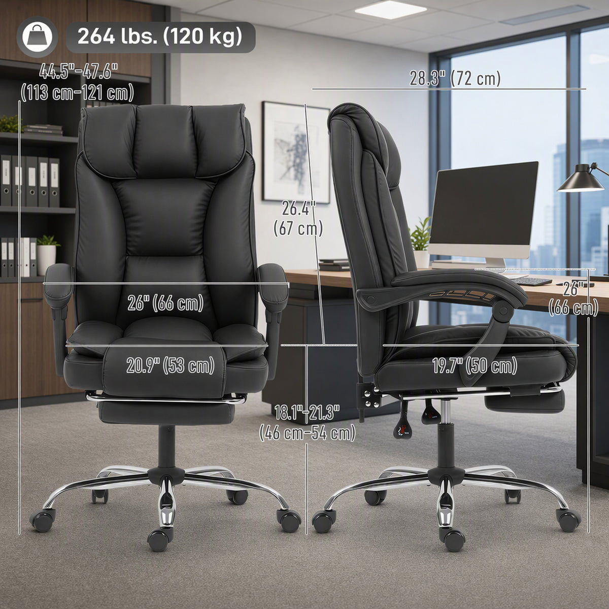 Chaise de bureau ergonomique avec repose-pieds