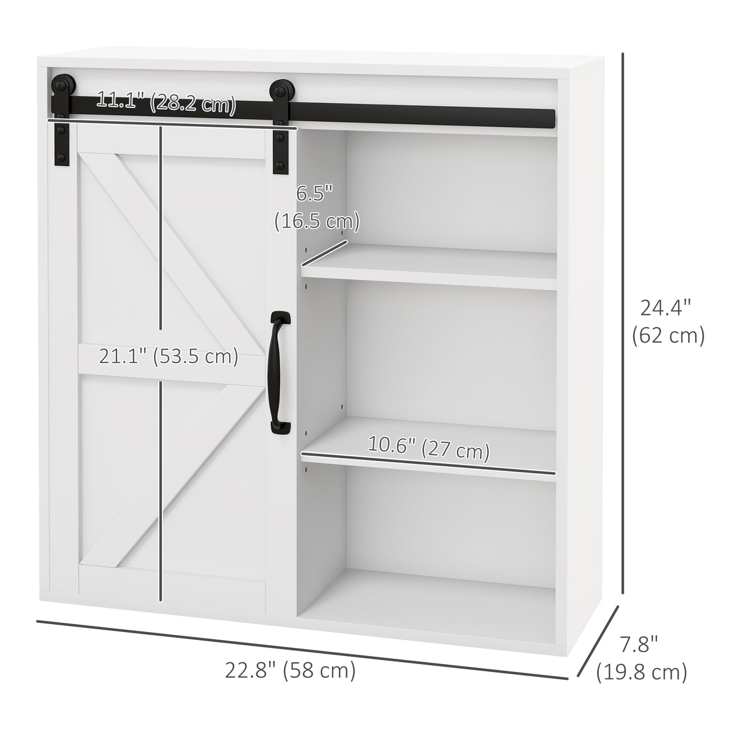Armoire murale salle de bain avec porte coulissante et tablette réglable