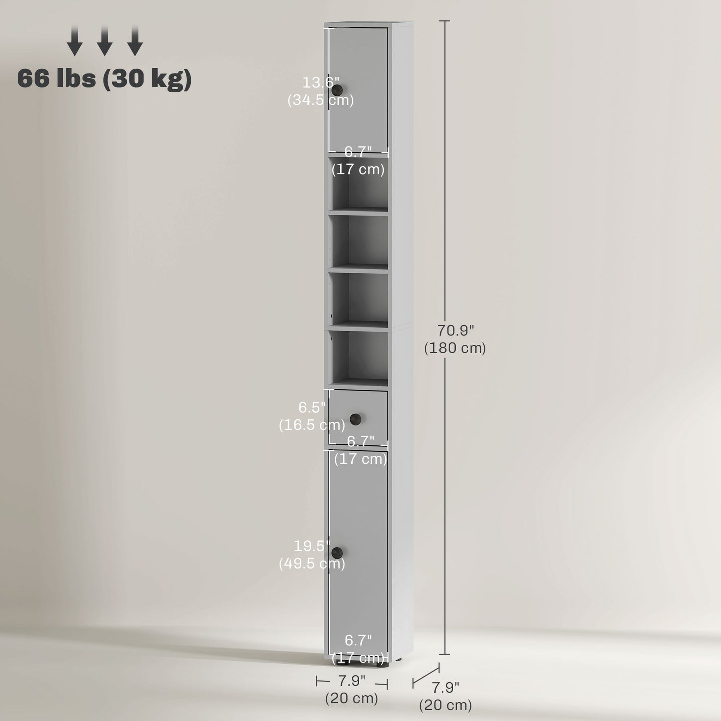 Armoire de salle de bain haute autoportante