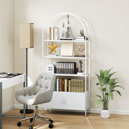 Bibliothèque arquée à 4 niveaux avec meuble de rangement