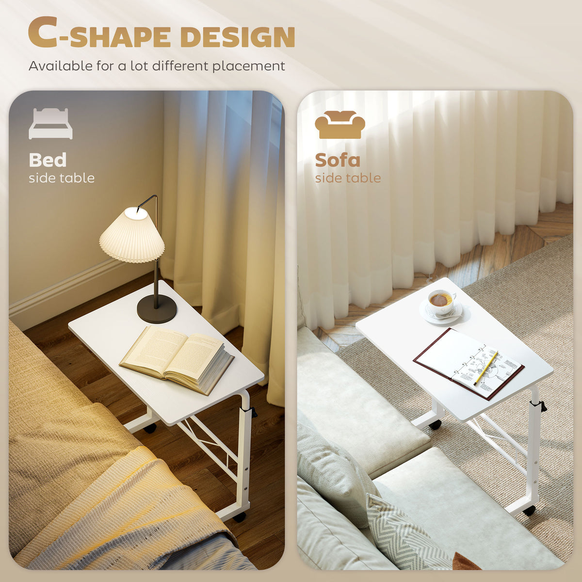 Table d'appoint mobile hauteur réglable — bois