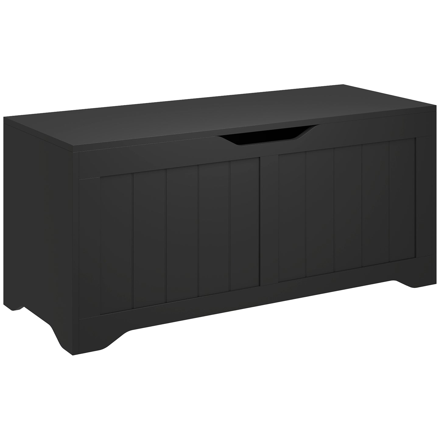 Banc coffre à couvercle relevable avec charnières de sécurité