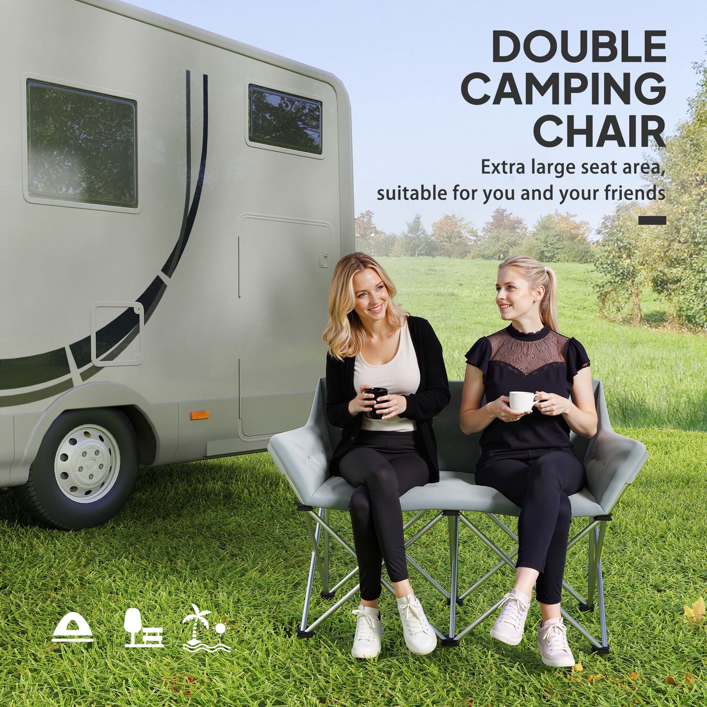 Chaise de camping double pliante pour deux adultes