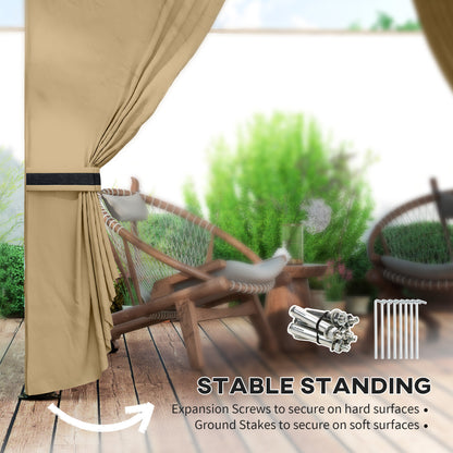 Gazebo de patio double toit avec rideaux et fenêtres d'église