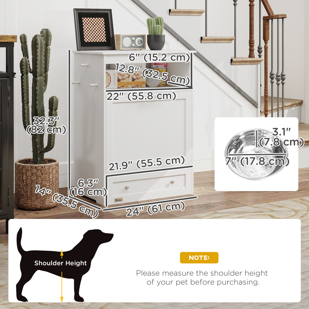 Station de nourrissage pour animaux avec bols et rangement
