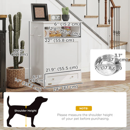 Station de nourrissage pour animaux avec bols et rangement