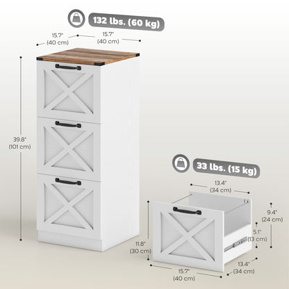 Classeur vertical style fermette 3 tiroirs