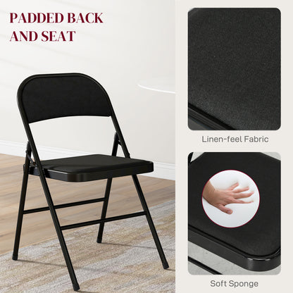 Chaises pliantes rembourrées en métal — ensemble de 6