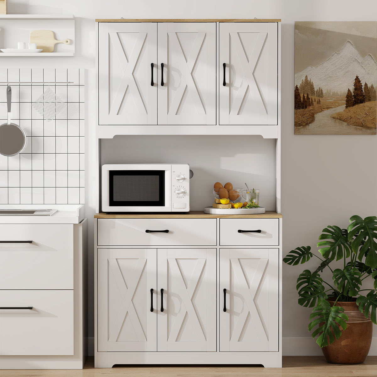 Armoire de cuisine haute style rustique à portes