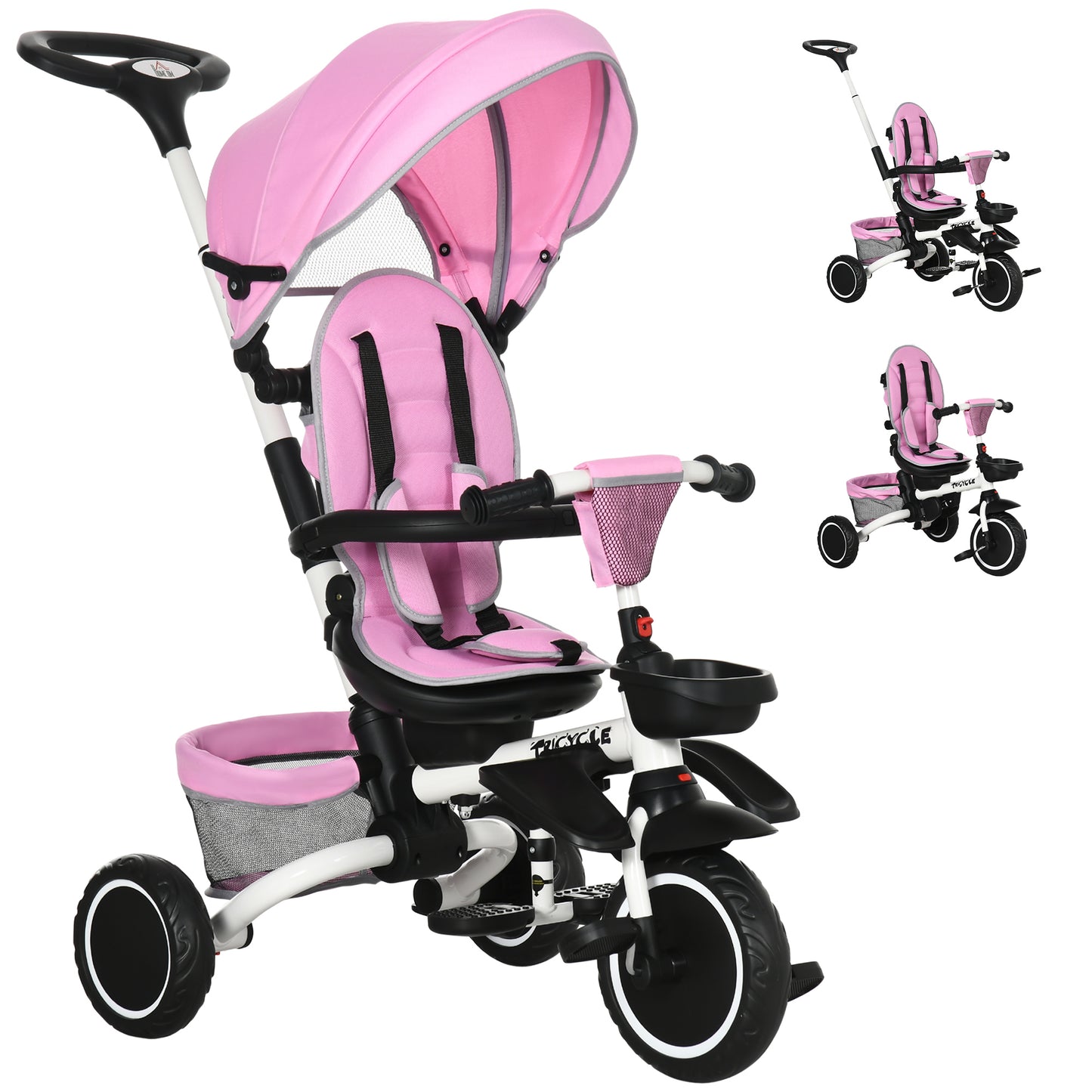 Tricycle évolutif 6-en-1 convertible poussette vélo enfant