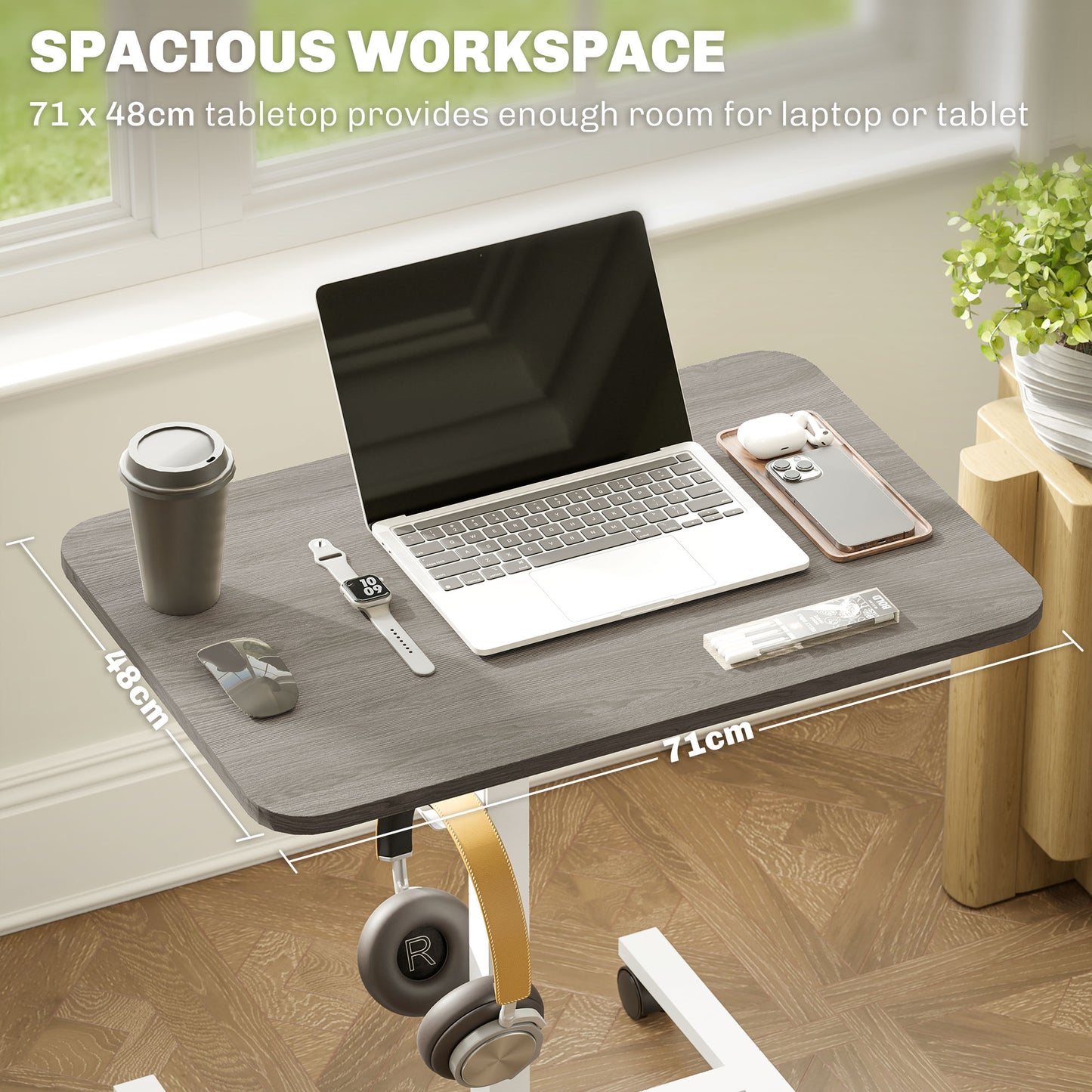 Bureau debout pneumatique ajustable avec roulettes