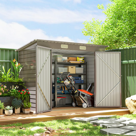 Abri de jardin en acier galvanisé avec portes doubles