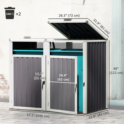 Remise à ordures double verrouillable — Gris foncé