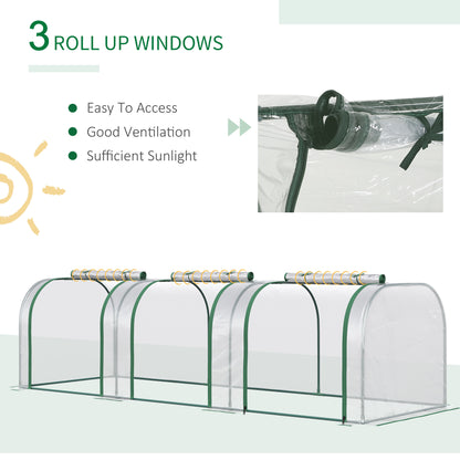 Serre tunnel portable 396 x 91 x 76 cm avec 4 portes
