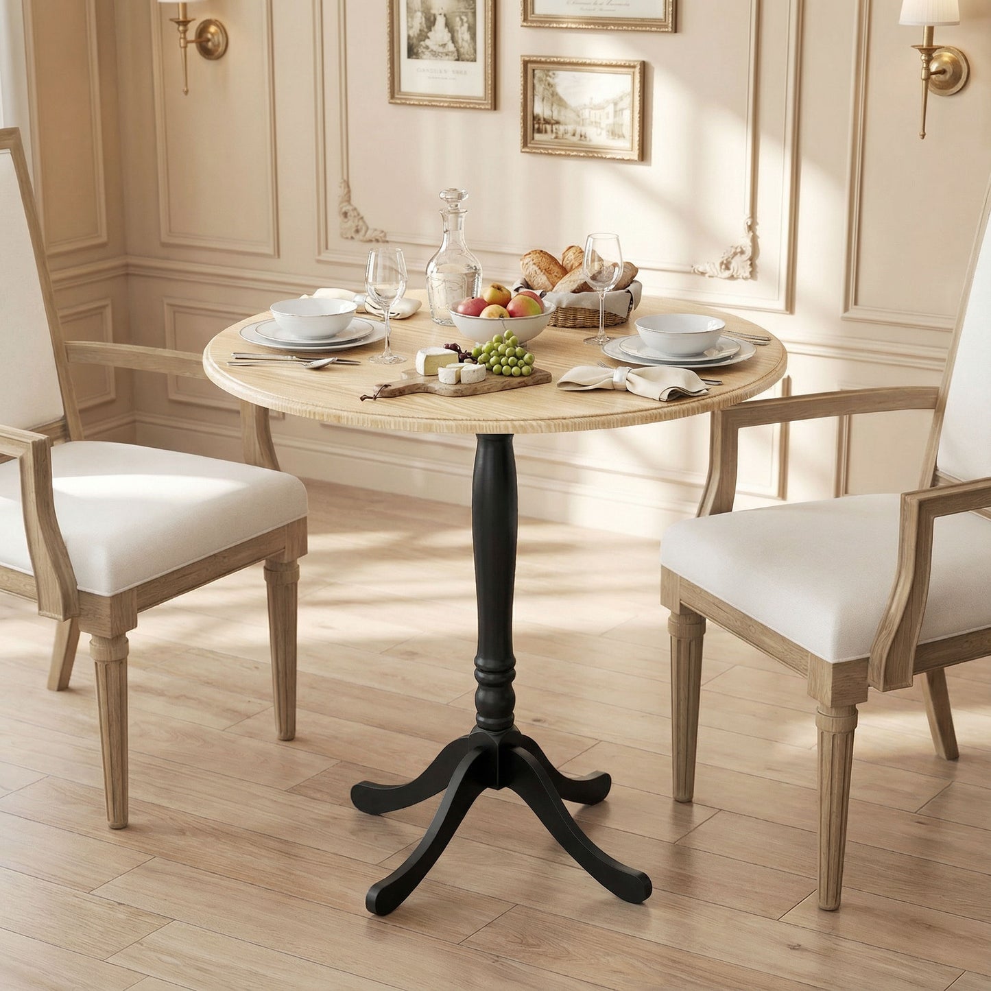 Table de salle à manger ronde à piédestal 80 cm