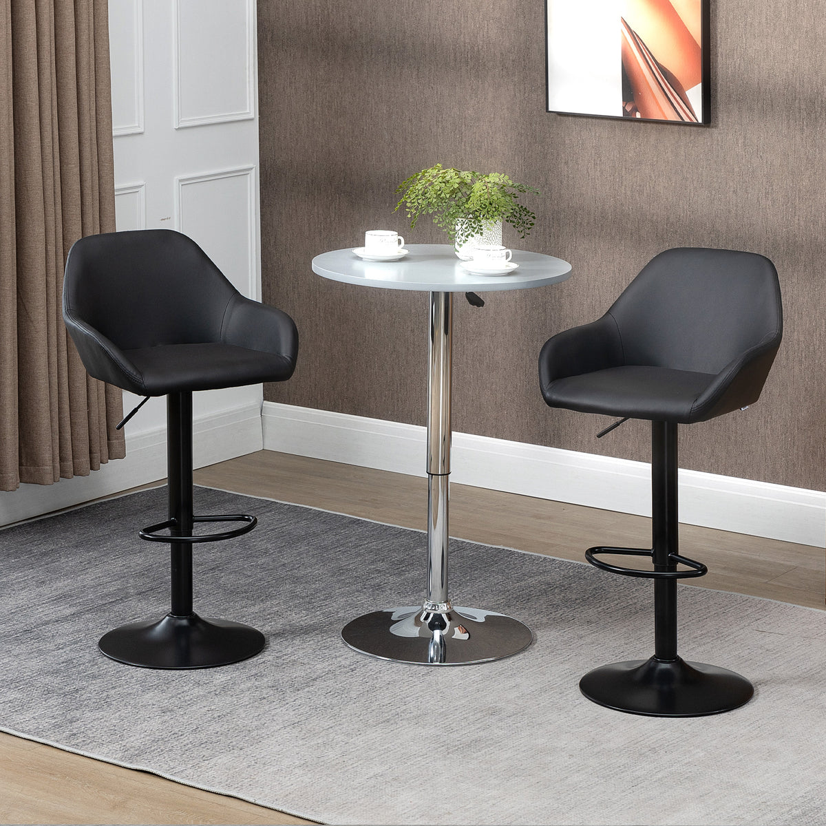 Ensemble 2 tabourets de bar ajustables — cuir PU