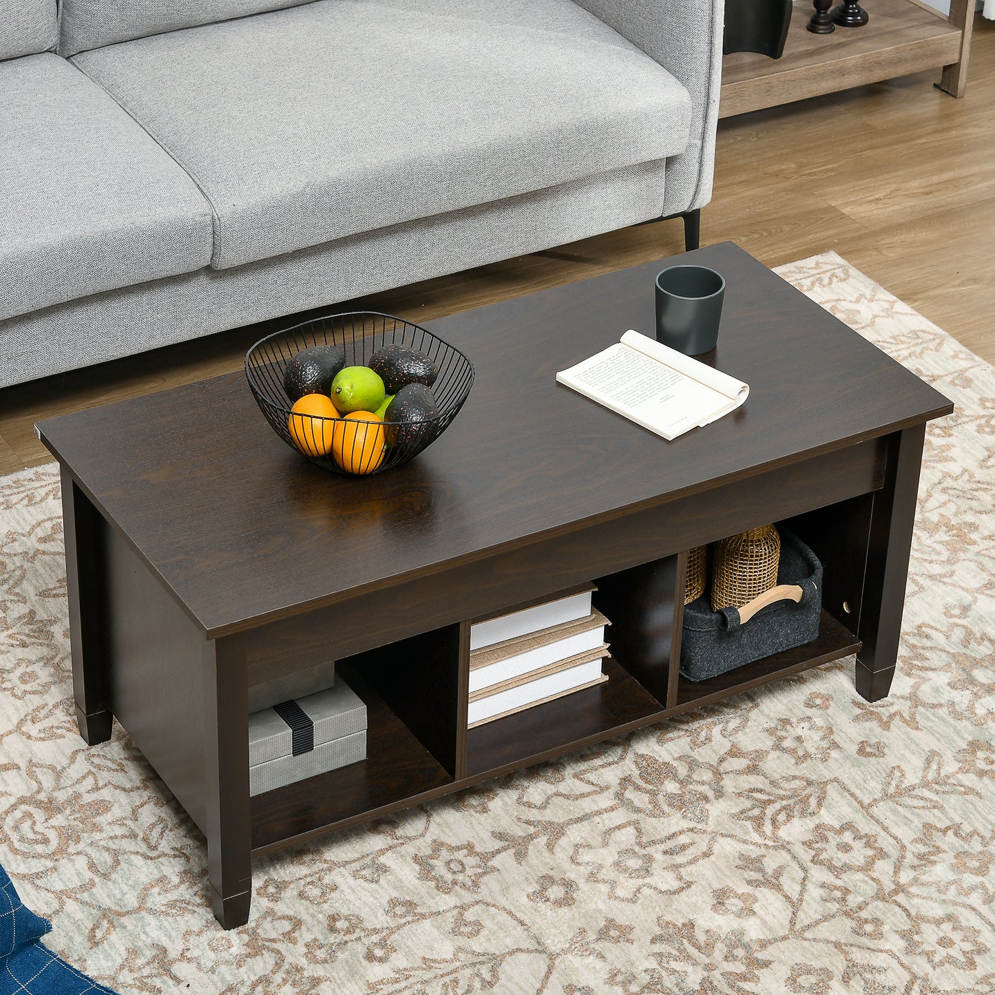 Table basse relevable moderne avec rangement caché