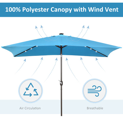 Parasol de patio rectangulaire avec éclairage DEL solaire 195x295cm