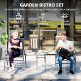 Ensemble bistro 3 pièces pliant avec table en verre trempé