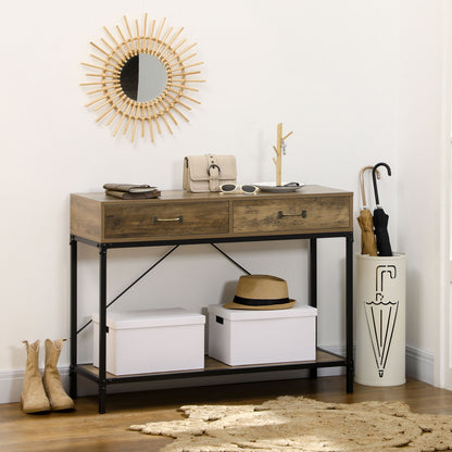 Console vintage avec tiroirs rangement 99 cm
