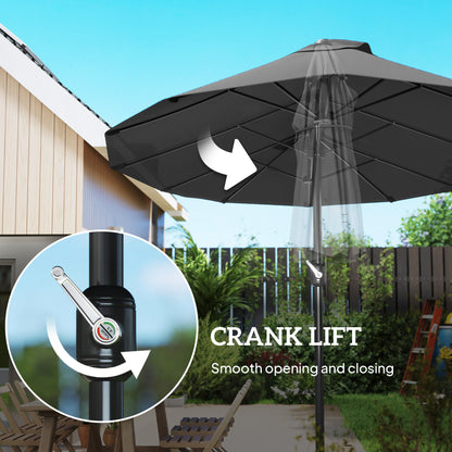 Parasol double face 4,6m avec manivelle acier