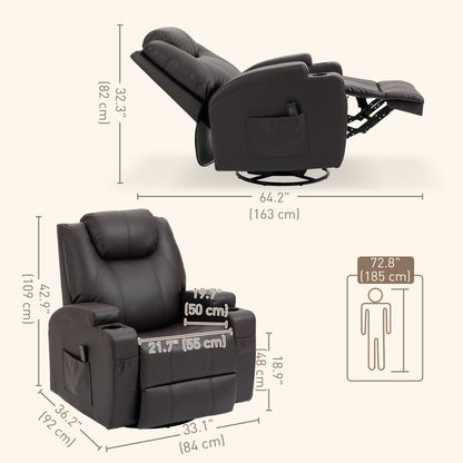 Fauteuil inclinable de massage pivotant en similicuir